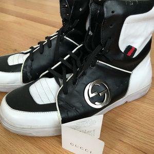Gucci Men’s black and white boots size 10.5